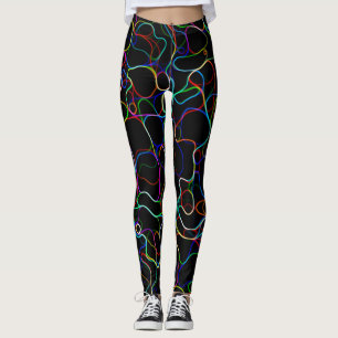 Neon Flerfärgad Curvy Line Mönster - COOLA Leggings
