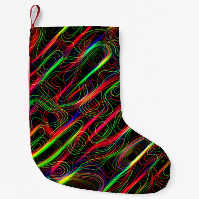 Neon Flerfärgad Curvy Line Mönster - COOLA Liten Julstrumpa (Framsidan)