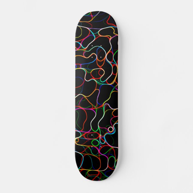 Neon Flerfärgad Curvy Line Mönster - COOLA Skateboard Bräda 19,5 Cm (Framsida)