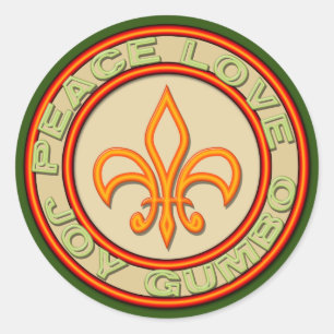 Neon Fleur de Lis Fred kärlekGumbo Runt Klistermärke