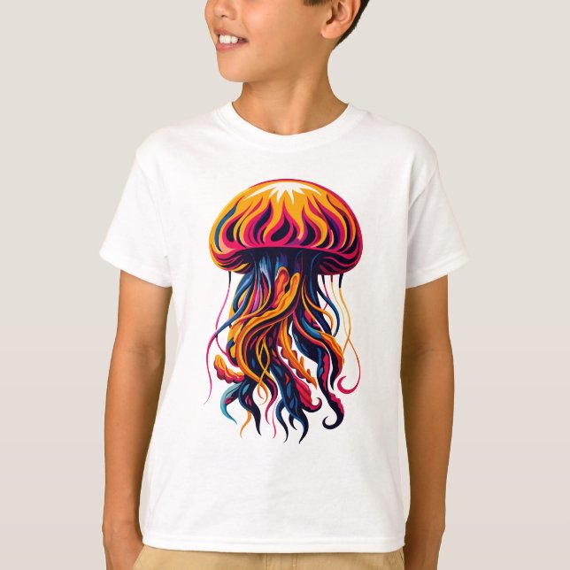 Neon Flow Jellyfish T Shirt (Framsida)
