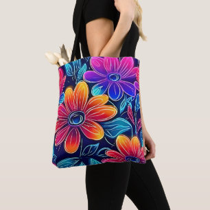 Neon Flowers Bloom Bright Tygkasse