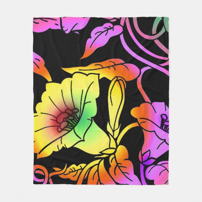 Neon Flowers Fleecefilt (Framsidan)