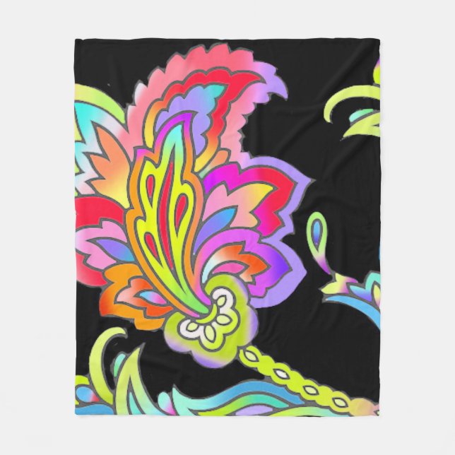 Neon Flowers Fleecefilt (Framsidan)