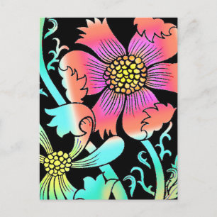 Neon Flowers Vykort
