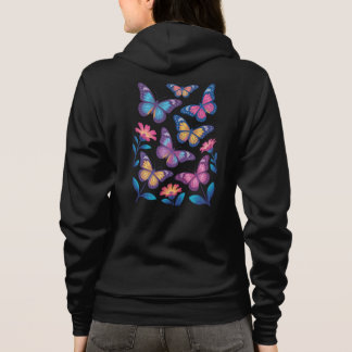 Neon Flowers with Six Glowing Butterflies T Shirt