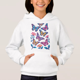 Neon Flowers with Six Glowing Butterflies T Shirt