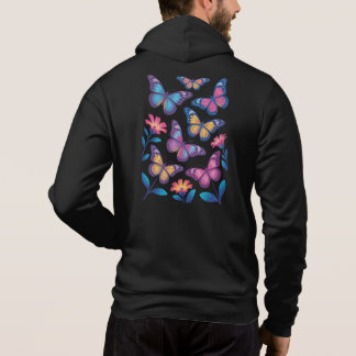 Neon Flowers with Six Glowing Butterflies T Shirt