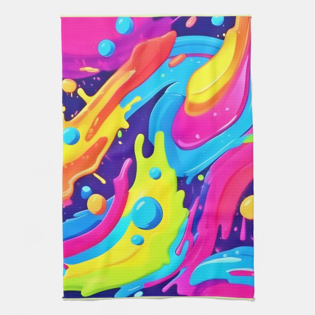 Neon Fluid Art Kökshandduk (Vertikal)