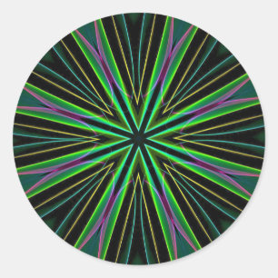 Neon Fluorescent Grönt Lavender Star Burst Runt Klistermärke