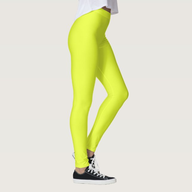 Neon Fluorescent gult lemon bright färg Leging Leggings (Höger)