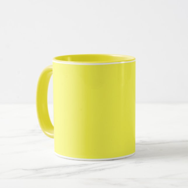 neon fluorescerande gul citron stark färg mugg (Framsida vänster)
