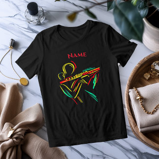 Neon Flute Line Art | Vibrant Musical T-Shirt