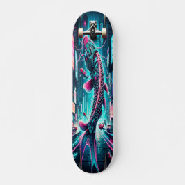 "Neon Flux: Cyber Koi Mini Skateboard Bräda 18,5 Cm