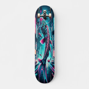 "Neon Flux: Cyber Koi Mini Skateboard Bräda 18,5 Cm