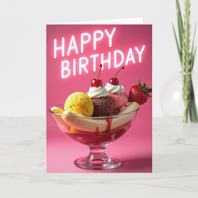 Neon Födelsedagsdesserttkort Kort (Framsida)