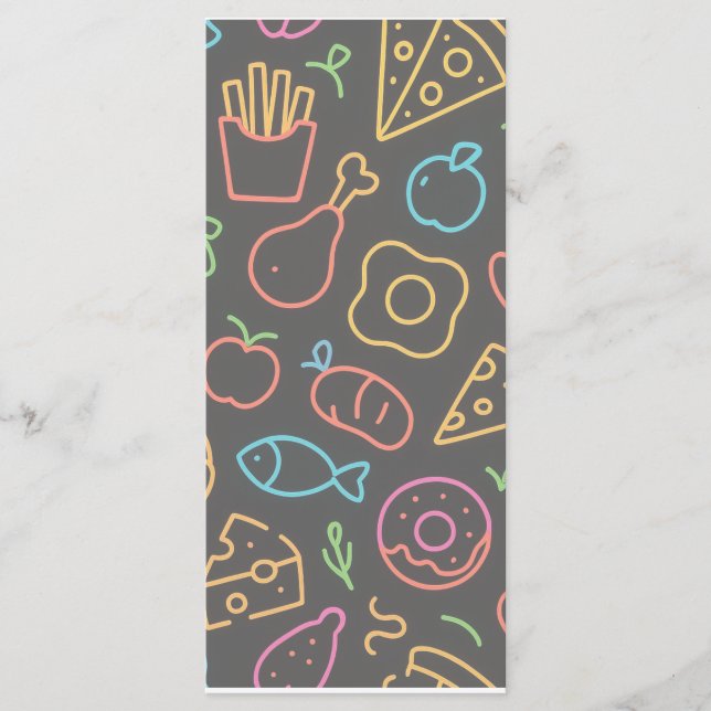 Neon Food Outline Seamless Mönster Meny (Framsida)