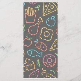 Neon Food Outline Seamless Mönster Meny