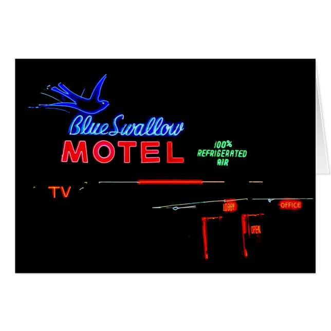 Neon för blåttsvalamotell undertecknar, Tucumcari, Hälsningskort (Framsidan Horizontal)
