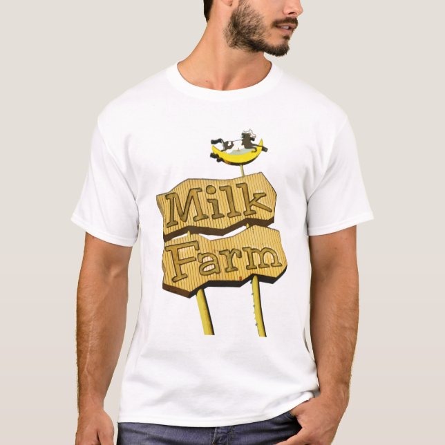 Neon för mjölklantgårdvintage undertecknar tee (Framsida)