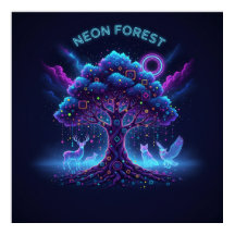 Neon Forest - Glowing Träd & Luminous Animals Post