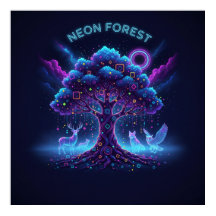 Neon Forest - Glowing Träd & Luminous Animals