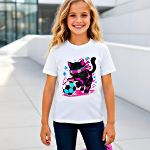 Neon Fotbollskatt Kicker Energisk Present för Katt T Shirt