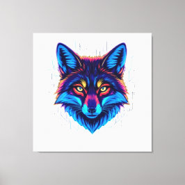 Neon Fox Face – Vibrant Glowing Design Canvastryck