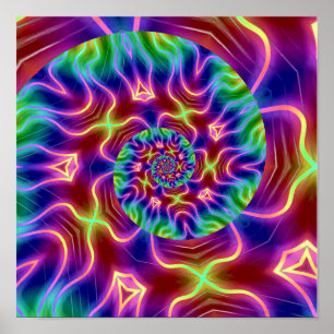 Neon fraktal spiral poster