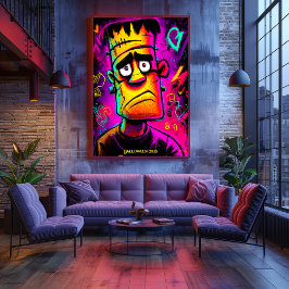 Neon Franky Poster - Tecknad pop Art Monster