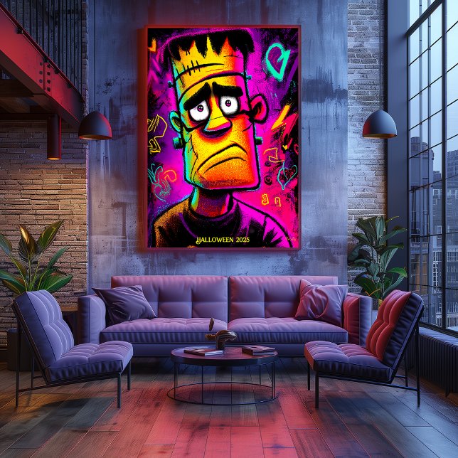 Neon Franky Poster - Tecknad pop Art Monster (Skapare uppladdad)