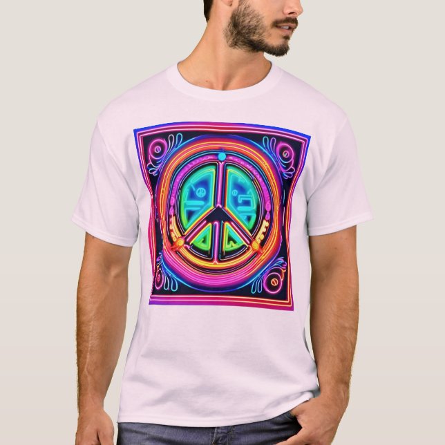 Neon Fredsmandala T Shirt (Framsida)