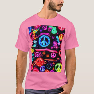 Neon fredssymbolmönster t shirt
