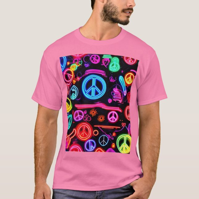 Neon fredssymbolmönster t shirt (Framsida)