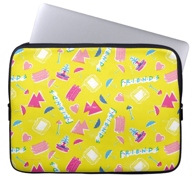 Neon FRIENDS™ Ikonmönster Laptop Fodral (Framsidan)