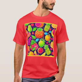 Neon Fruit Burst Mönster T Shirt