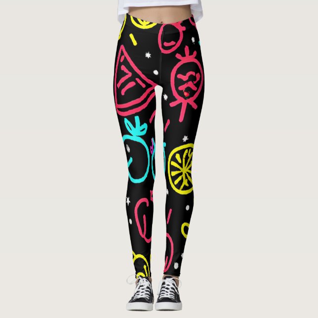 Neon Fruit Extravaganza Leggings (Framsida)