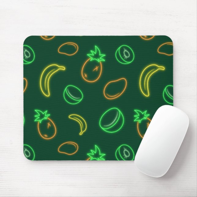 Neon Fruit Pattern Mouse Pad – Tropical Aesthetic Musmatta (Med mus)