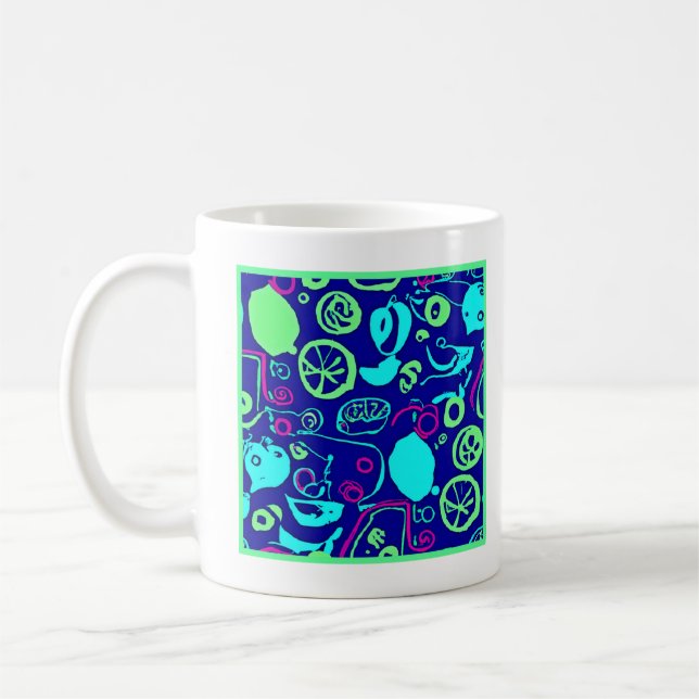Neon Fruits Mönster Art Kaffemugg (Vänster)
