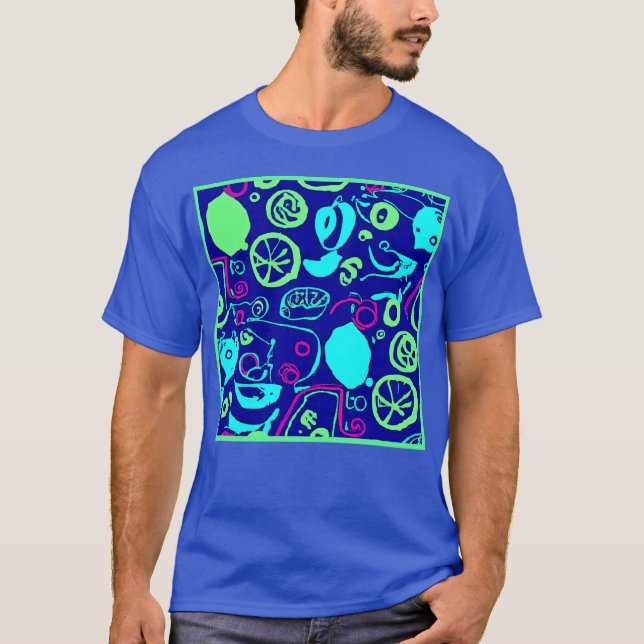 Neon Fruits Mönster Art T Shirt (Framsida)