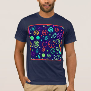 Neon Fruits Mönster Färg T Shirt