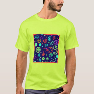 Neon Fruits Mönster Färg T Shirt