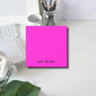 Neon Fuchsia Professionell Minimalist Black Script Post-it Block