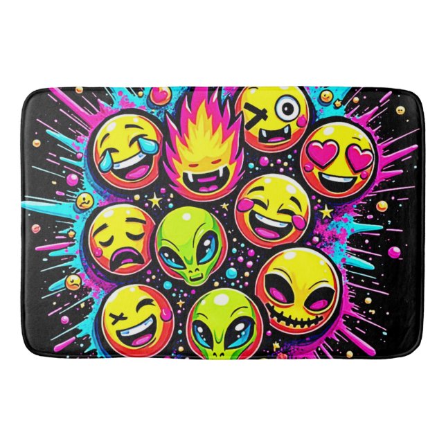 Neon Funky Emoji Mix Badrumsmatta (Framsidan)