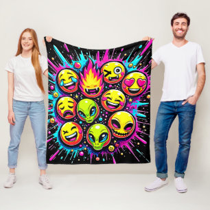 Neon Funky Emoji Mix Fleecefilt