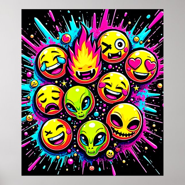 Neon Funky Emoji Mix Poster (Framsidan)