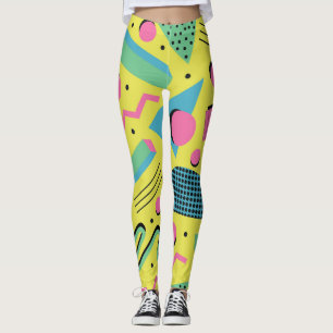 Neon Funky Memphis Mönster Leggings