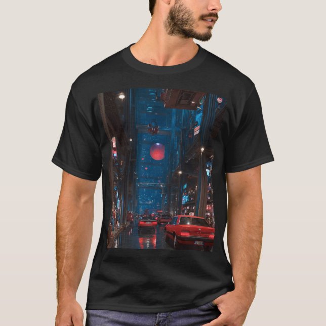Neon Future City Street T Shirt (Framsida)
