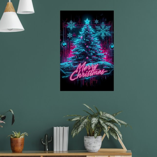 Neon Futuristisk Julkonst Poster (Vardagsrum 1)