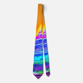 Neon Futuristiska hologram Pyramid i Modern City Slips
